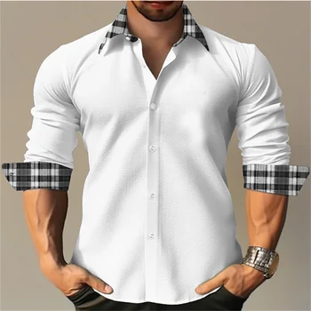 2023 Белая рубашка, Офисная Футболка, Модная Повседневная Уличная Дизайнерская дизайнерская уличная Вечеринка, Мужская футболка на пуговицах, Рубашка 6XL Европейского Размера