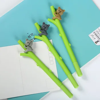 24 шт Милая мультяшная гелевая ручка с коалой, Креативная канцелярская ручка 0,5 мм, черная, оптовая продажа, школьные принадлежности kawaii