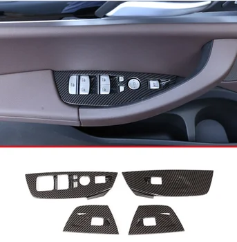 4 шт. Углеродное волокно ABS Хромированная Кнопка Включения Стеклоподъемника Автомобиля, Декоративная рамка, Накладка для BMW X3 G01 2018 2019, Автоаксессуары