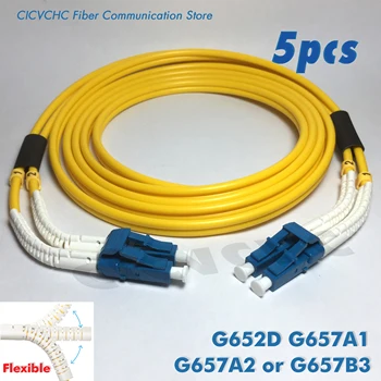 5 шт. двухшпиндельных коммутационных кабелей LC/UPC-LC/UPC-с гибким угловым разъемом-Кабель SM 3,0 мм- 1 м, 2 м или 5 м/Оптоволоконная перемычка