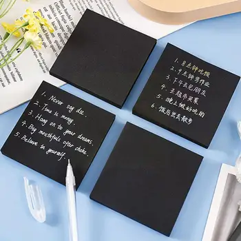 50 листов черных супер липких заметок, самоклеящиеся блокноты для заметок для офиса, школьные принадлежности, памятки, напоминание X1V4