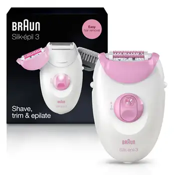 Braun Silk-epil 3 3-270, Эпилятор для женщин для длительного удаления волос, Белый/Розовый
