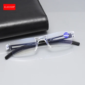 KLASSNUM Бескаркасные очки для чтения Мужские с защитой от синего света Компьютерные увеличительные стекла с защитой от усталости Очки для дальнозоркости Оптические +1-+4