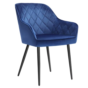 SONGMICS Оптом Современные Стулья для гостиной Nordic Modern Blue Velvet Металлический Обеденный стул для столовой в ресторане