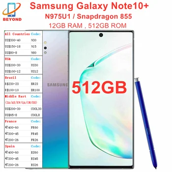 Samsung Galaxy Note 10 Plus Note10 + N975U1 N975U 512 ГБ ПЗУ 12 ГБ ОЗУ Восьмиядерный 6,8 