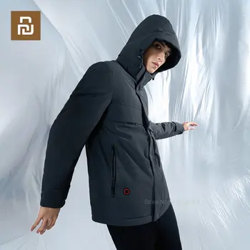 Youpin Графеновый Пуховик с видимым подогревом, Мужская умная термостатическая ветрозащитная водонепроницаемая зимняя куртка, Мужская одежда с капюшоном и подогревом