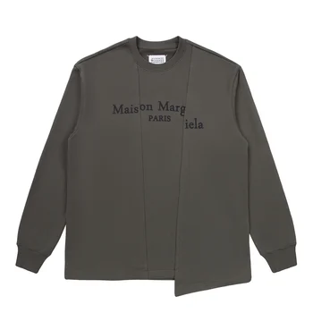margiela, новый пуловер mm6 с неправильным буквенным принтом, свободный повседневный свитер с круглым вырезом для мужчин и женщин с одинаковыми топами оверсайз