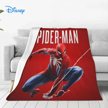 Аниме Disney Marvel Одеяло с Человеком-пауком, Фланелевое Зимнее Портативное Теплое Одеяло для кровати, Плюшевое тонкое одеяло в спальню
