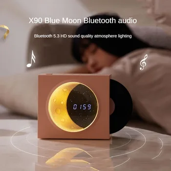 Винтажный виниловый проигрыватель Range Moon Bluetooth Динамик Высокое качество звука, Музыкальная зарядка, Лунные часы, Свет Звездного неба