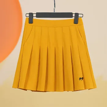 Высококачественные женские защитные брюки для гольфа, Летняя юбка трапециевидной формы, юбка для гольфа, женская эластичная плиссированная юбка с высокой талией, Спортивная юбка с карманами