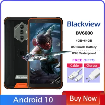 Глобальная версия Blackview BV6600 8580 мАч 4G Смартфон IP68 Водонепроницаемый 4 ГБ ОЗУ 64 ГБ ПЗУ Мобильный телефон Helio A25 16MP NFC Мобильный телефон