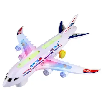 Детские игрушки Игрушки-самолеты Детские игрушки-самолеты Светодиодные фонари Музыкальные Игрушки-самолеты для детей Bump And Go Action Детские самолеты Светодиодные фонари Музыка