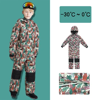 Детский цельный лыжный костюм, куртка для сноуборда для девочек и мальчиков, Ветрозащитный Водонепроницаемый Детский лыжный комбинезон, утолщенная теплая зимняя одежда