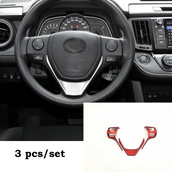 Для Toyota RAV4 2016 2017 ABS Пластик Красный автомобильный руль Кнопка рамка Крышка отделка Украшение интерьера Автомобильные аксессуары 3 шт.