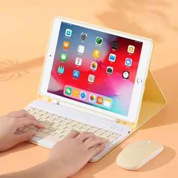 Для iPad Air 5 4 Чехол с держателем карандаша Беспроводная Bluetooth иврит Итальянская клавиатура Мышь для iPad Pro Air 4 8th Funda Cover