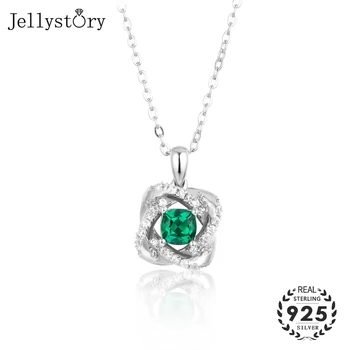 Женское ожерелье из стерлингового серебра 925 пробы Jellystory с подвеской из изумрудного драгоценного камня, роскошные ювелирные изделия для свадьбы, подарок на помолвку оптом
