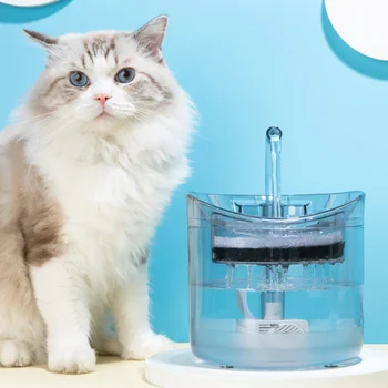 Интеллектуальный Фонтан для воды для кошек объемом 2 л с Краном, Диспенсер для воды для собак, Прозрачная Поилка, Фильтры для питья домашних животных, Датчик движения подачи