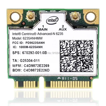 Карта беспроводной локальной сети ноутбука для Intel 6235 Centrino Advanced-N 6235AN 6235ANHMW WIFI карта Bluetooth 4.0 Half MINI PCIe 300 Мбит/с
