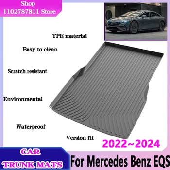 Коврики в багажник автомобиля для Mercedes Benz EQS Аксессуары 2022 2023 2024 Водонепроницаемая подушка для защиты от царапин TPE Коврик для хранения