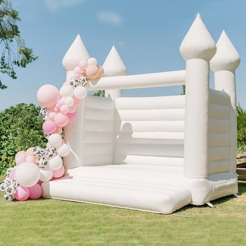 Коммерческий Надувной Свадебный Домик для прыжков с Воздуходувкой Надувной Белый Надувной Замок-кровать для Прыжков на детской вечеринке