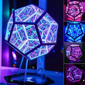 Креативный USB Красочный Ночник LED Dodecahedron Art Lamp Спальня Гостиная Украшение Вечеринки Настольная Лампа Праздничный Подарок 2021new