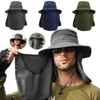 Летнее солнце шляпы УФ-защита открытый охоты рыбалки кепка для мужчин и для женщин пеший туризм козырек ведро шляпа Рыбак шляпа съемный кемпинг
