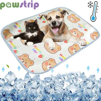 Летний коврик для собак, Дышащий Ледяной Шелк, Охлаждающее Одеяло для сна домашних животных для маленьких Средних Больших собак, Кошек, Многоразовый Моющийся Коврик для собак