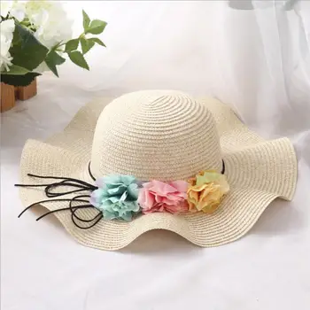 Модные солнцезащитные шляпы с милым цветком для родителей и детей, солнцезащитные шляпы ручной работы для девочек, соломенные шляпы с широкими полями, повседневная шляпа с тенями, летняя женская пляжная шляпа