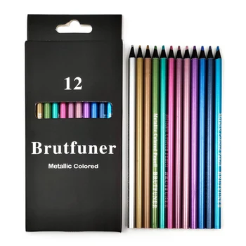 Набор для рисования металлическим карандашом 12 цветов, карандаш из мягкого дерева золотистого цвета, канцелярские принадлежности для школьников, товары для рукоделия
