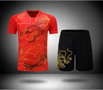 Наборы для настольного тенниса China Dragon, футболка Ma long, Мужской женский костюм для бадминтона, Одежда для пинг-понга, Майки для бадминтона, теннисная рубашка
