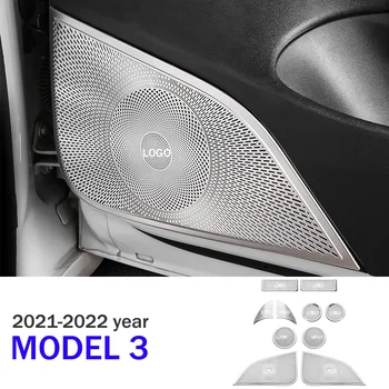 Наклейка на Громкоговоритель Двери автомобиля Для Tesla Модель 3 2021 2022, Автостайлинг, Аксессуары для декоративной отделки интерьера