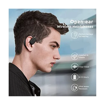 Наушники с открытыми ушами, беспроводные наушники Bluetooth 5.3, настоящие беспроводные наушники с открытыми ушами и заушниками, спортивные наушники