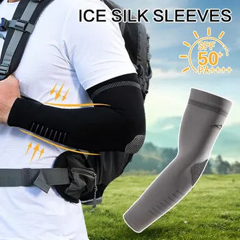 Новые рукава из ледяного шелка, мужские Велосипедные быстросохнущие дышащие рукава с защитой от ультрафиолета, эластичные рукава с татуировками для вождения на рыбалке