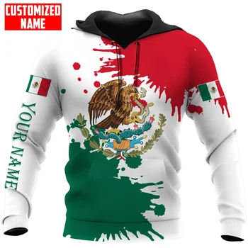 Персонализированное имя Герб Флага Мексики с 3D Принтом По всему Телу, Мужская Толстовка С капюшоном, Повседневная куртка Унисекс, толстовка на молнии, sudadera hombre MT-112