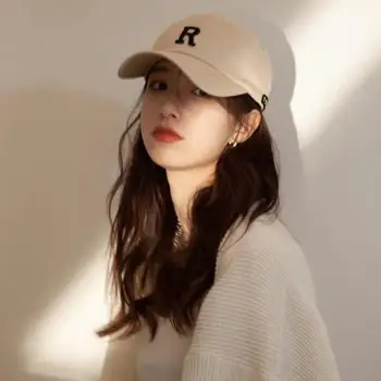 Повседневная простая шляпа с буквой R, женская весенне-летняя корейская версия, универсальная бейсболка для хипстеров с уличным лицом, маленькая бейсболка