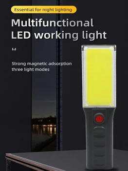 Портативный светодиодный фонарик с магнитной рабочей подсветкой, Встроенный фонарик для зарядки аккумулятора, аварийное освещение для обслуживания кемпинга на открытом воздухе