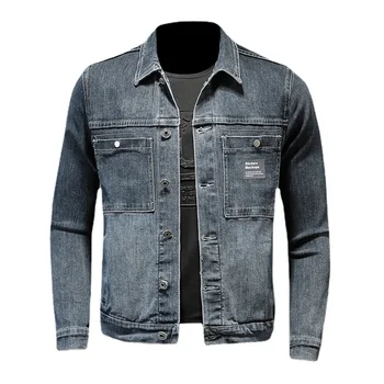 Приятная Весенне-осенняя мужская джинсовая куртка, Высококачественное деловое Повседневное Приталенное джинсовое пальто, мужская Классическая Модная брендовая Ковбойская одежда