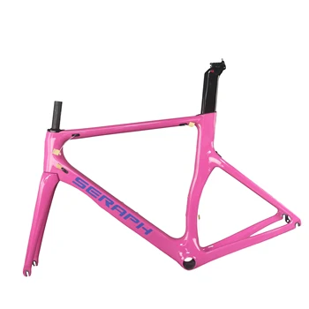 Рама велосипеда Seraph Brand Aero Road Racing TT-X2, Изготовленный на заказ Карбоновый нижний кронштейн из углеродного волокна T800 BB386, Окрашенный Розовой краской