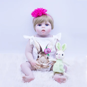 Реалистичная кукла для маленькой девочки с круглым лицом, силиконовая кукла-Реборн, кукла-Реборн, Играющая в сопровождении куклы-принцессы, Кролик, наборы для одевания, игрушка-сюрприз