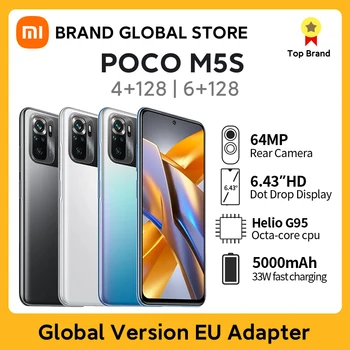 Смартфон POCO M5s NFC Глобальная версия 64 ГБ/128 ГБ 64 Мп Четырехъядерная камера 6,43 